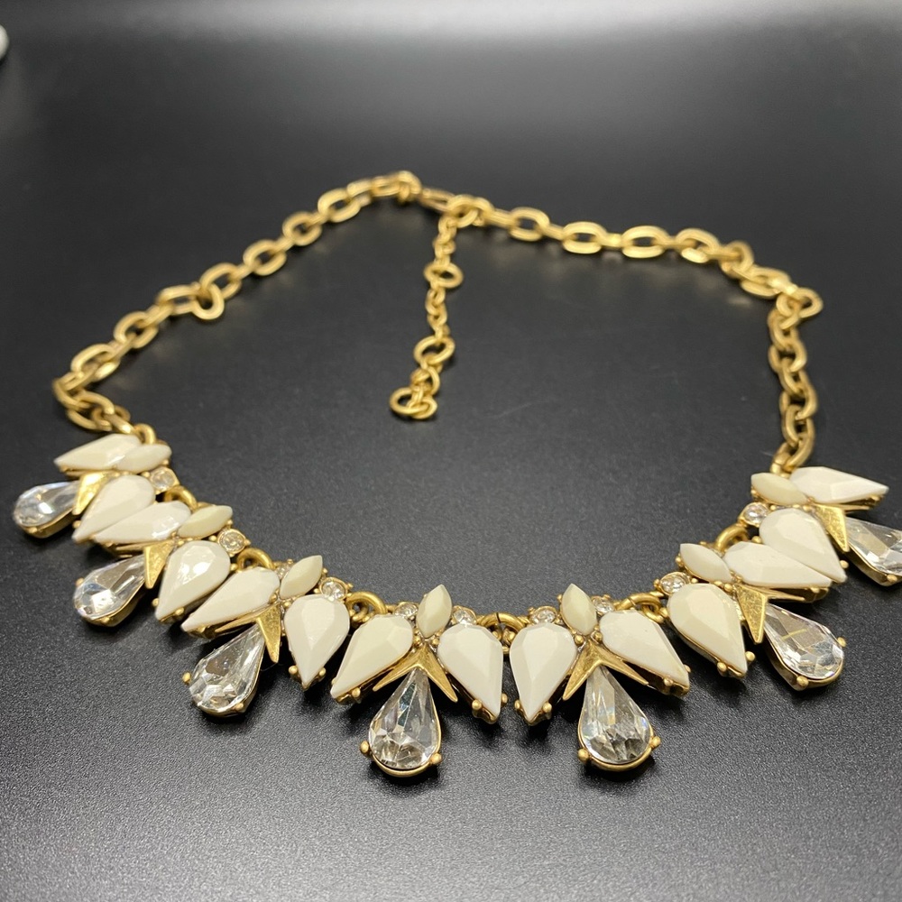 J Crew Cream and Rhinestone Statement Necklace